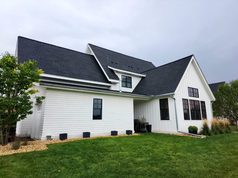 Home with new white siding