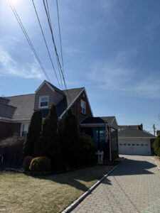 Side view of house with new gutters