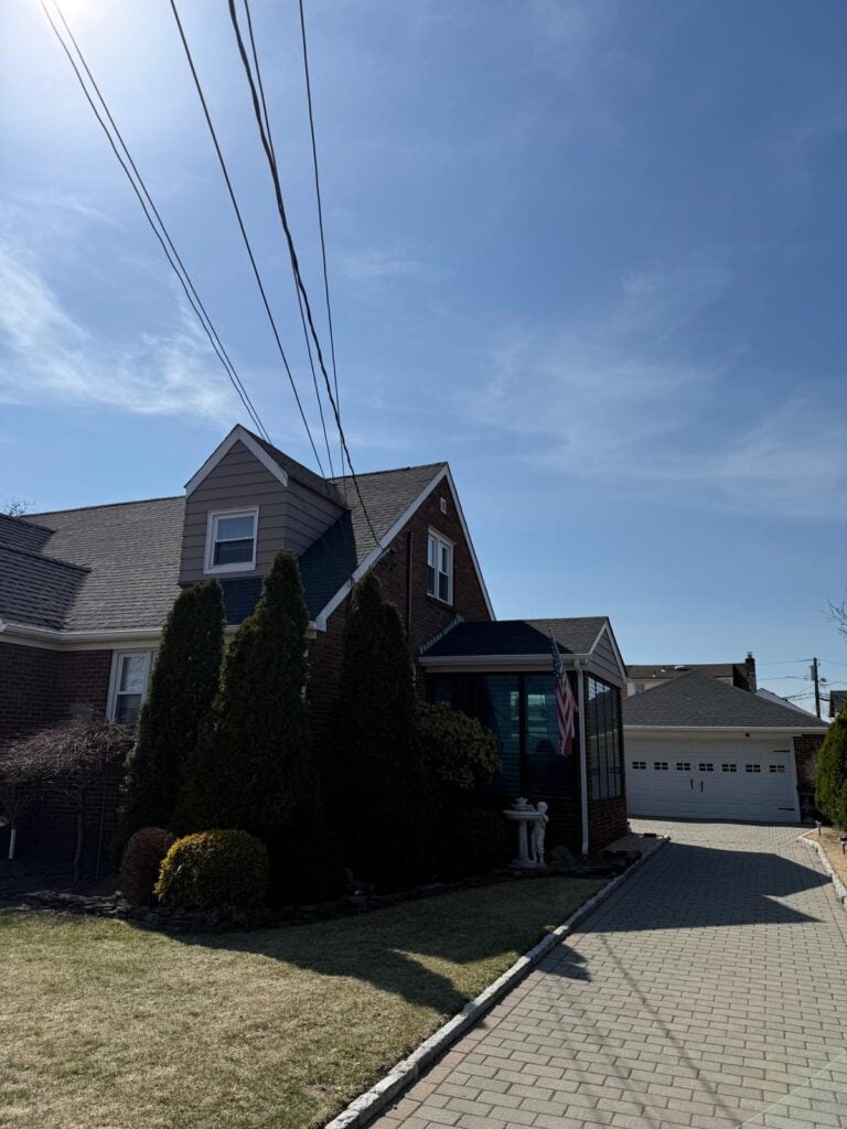 Side view of house with new gutters